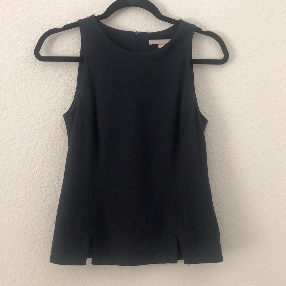 Banana Republic Sleeveless Navy Blue Jersey Slit Blouse Size 0
